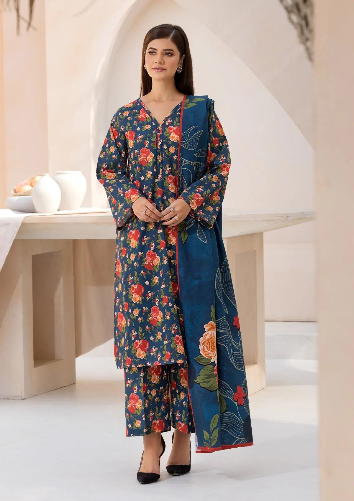 PRINTED KHADDAR BT6544-R-BLU