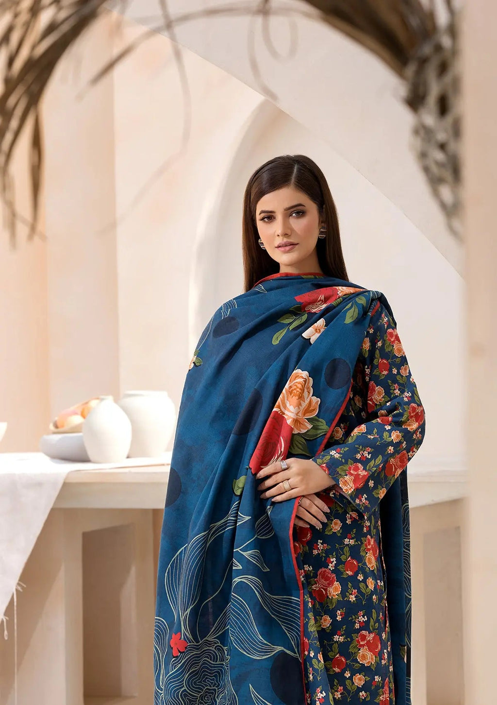 PRINTED KHADDAR BT6544-R-BLU
