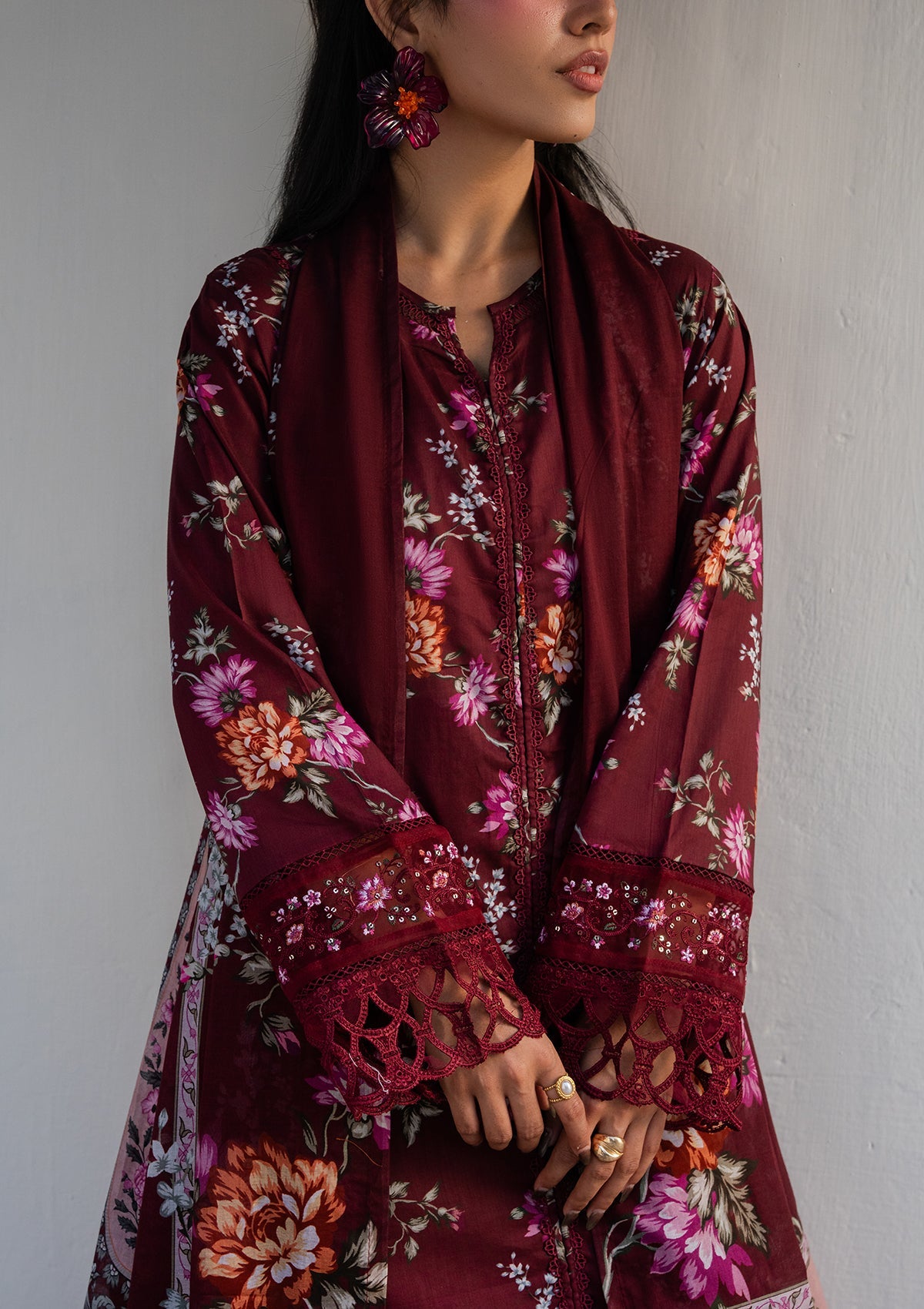 PRINTED EMBROIDERED Lawn BT006887-MRN