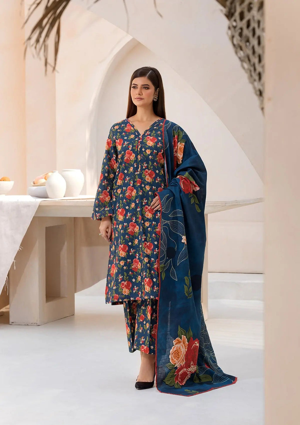 PRINTED KHADDAR BT6544-R-BLU
