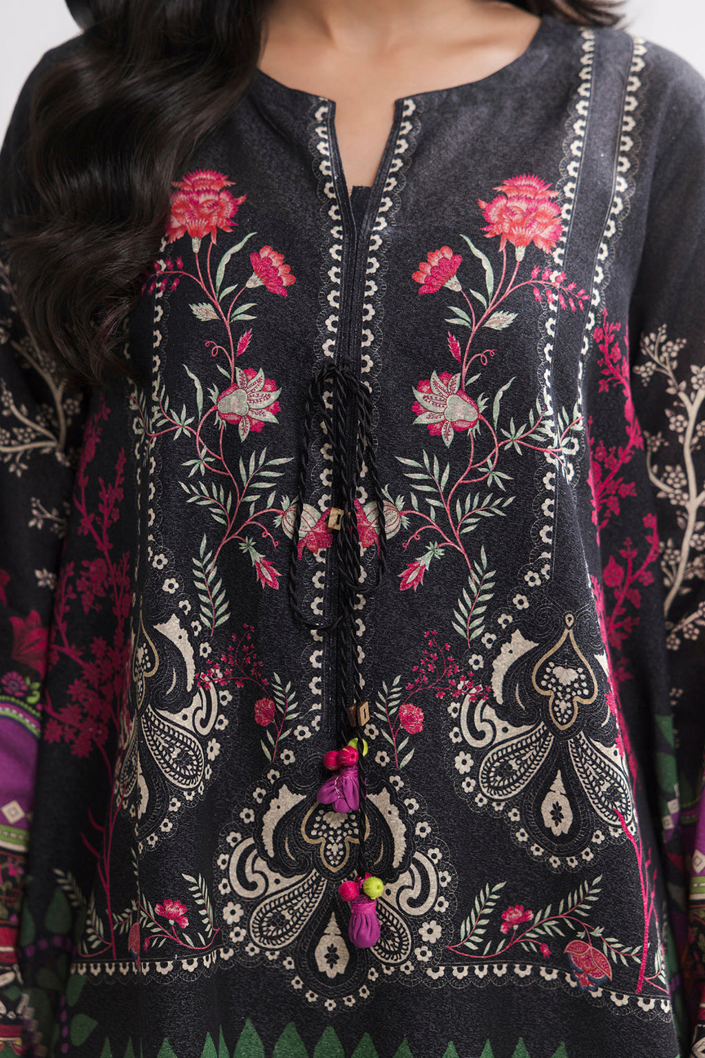 Printed Kaftaan Slub Textured Dress