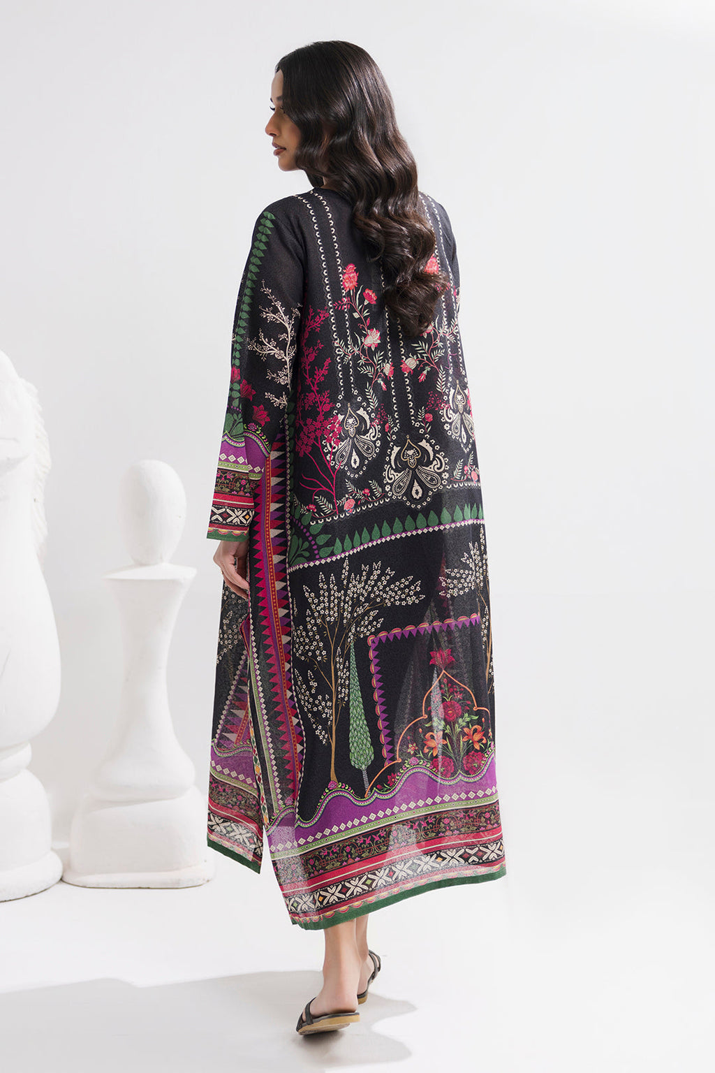 Printed Kaftaan Slub Textured Dress