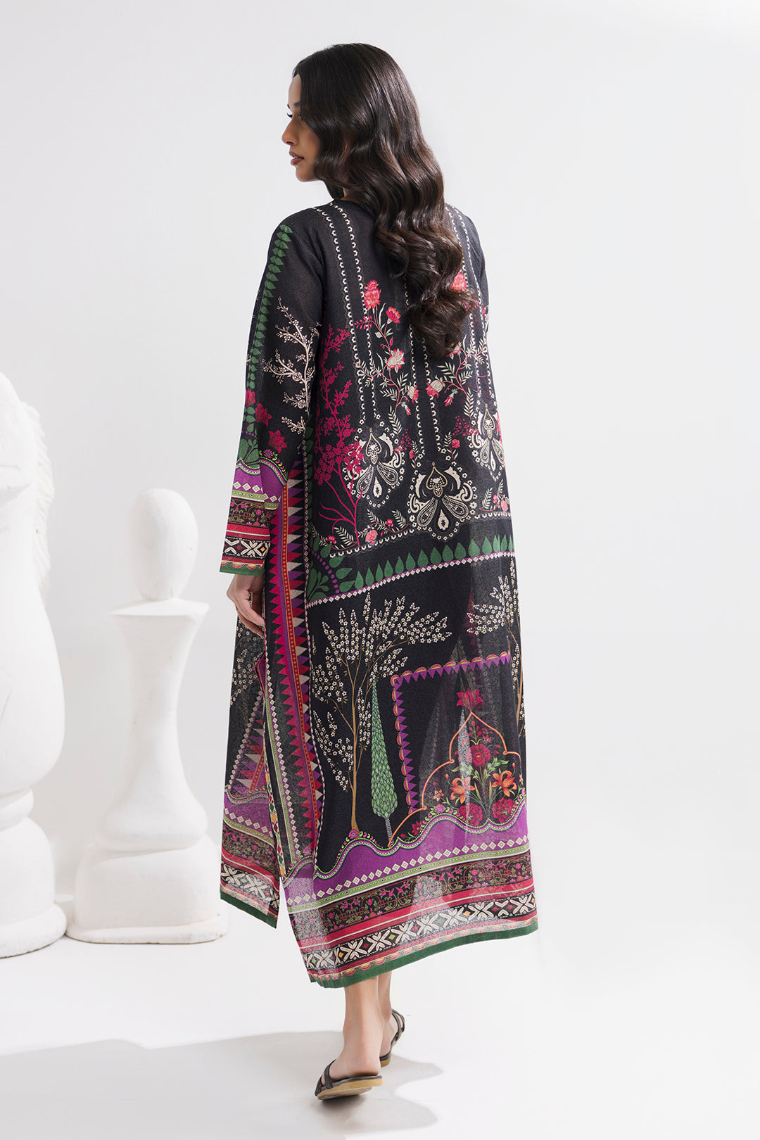 Printed Kaftaan Slub Textured Dress