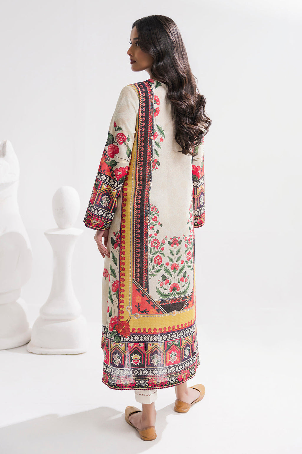Printed Kaftaan Slub Textured Dress