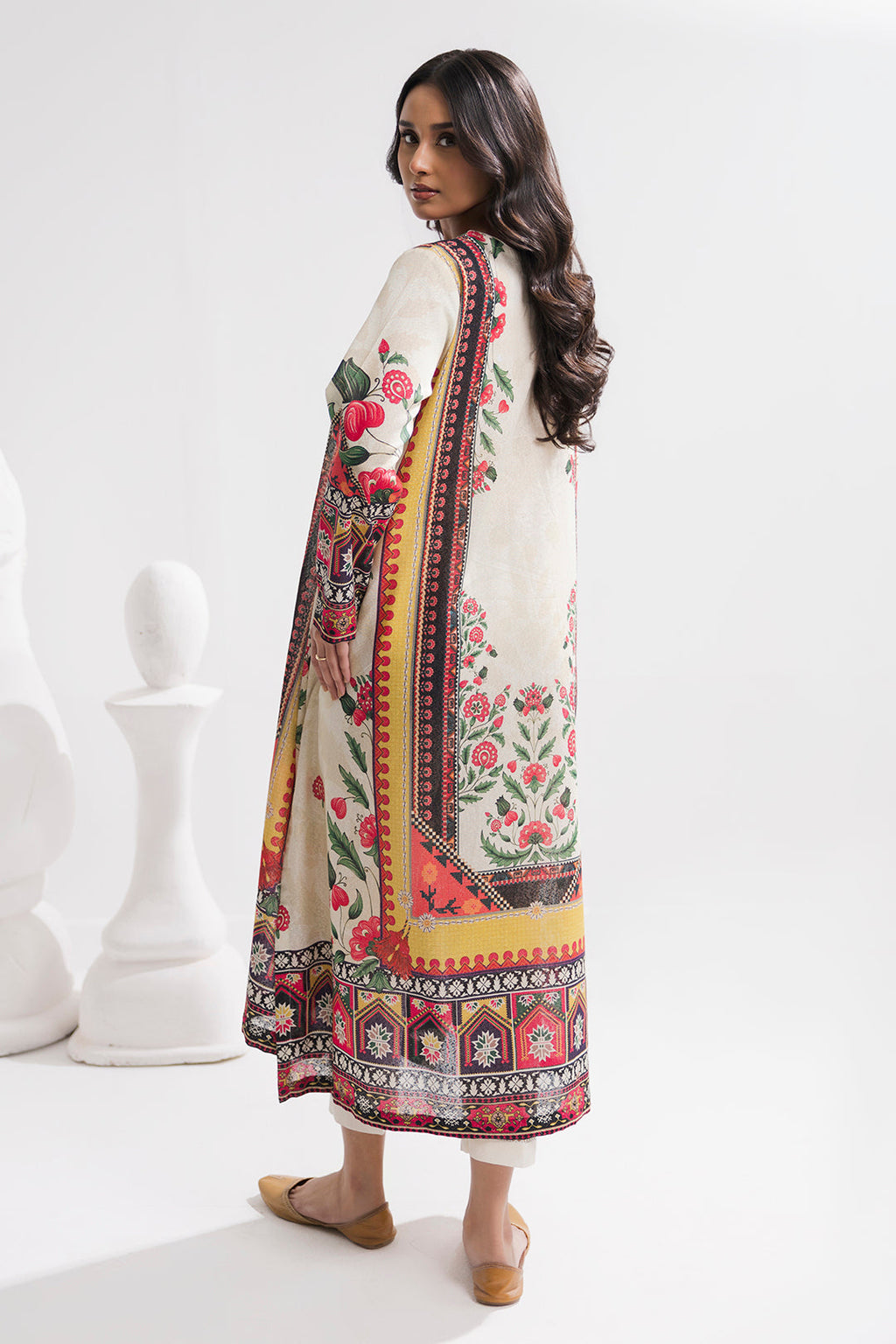 Printed Kaftaan Slub Textured Dress