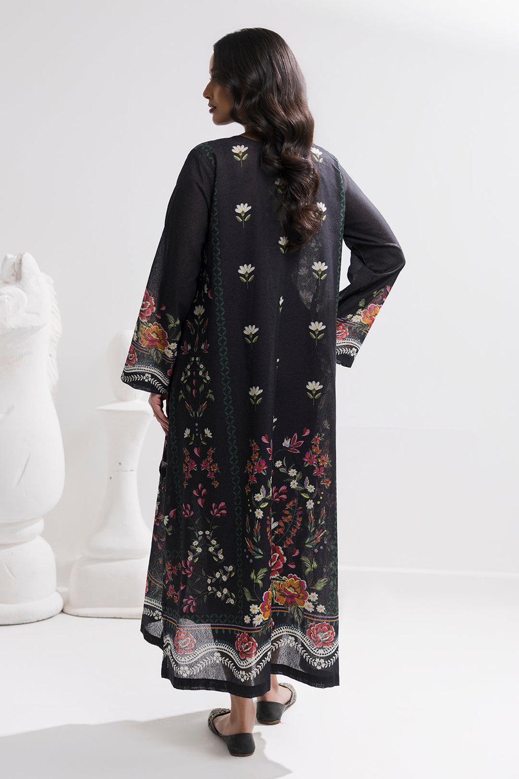 Printed Kaftaan Slub Textured Dress