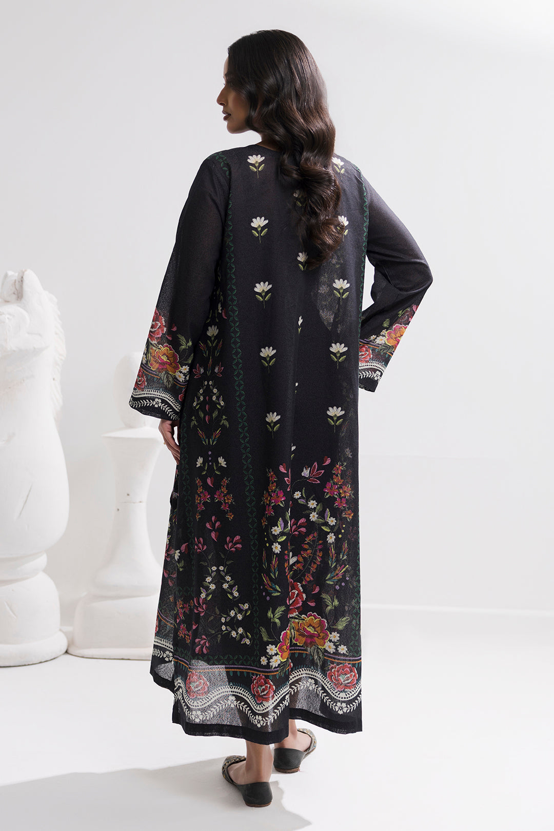 Printed Kaftaan Slub Textured Dress