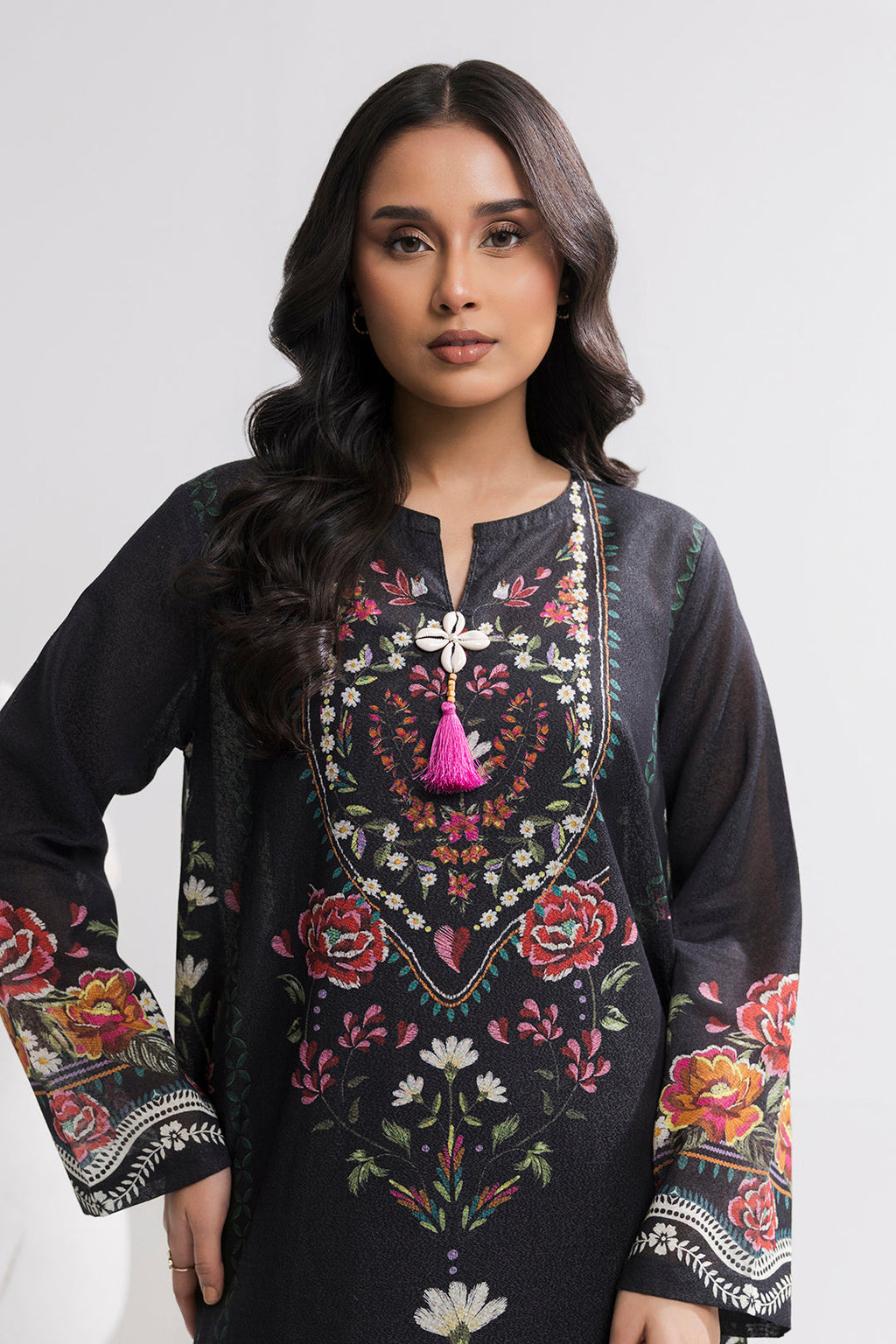 Printed Kaftaan Slub Textured Dress