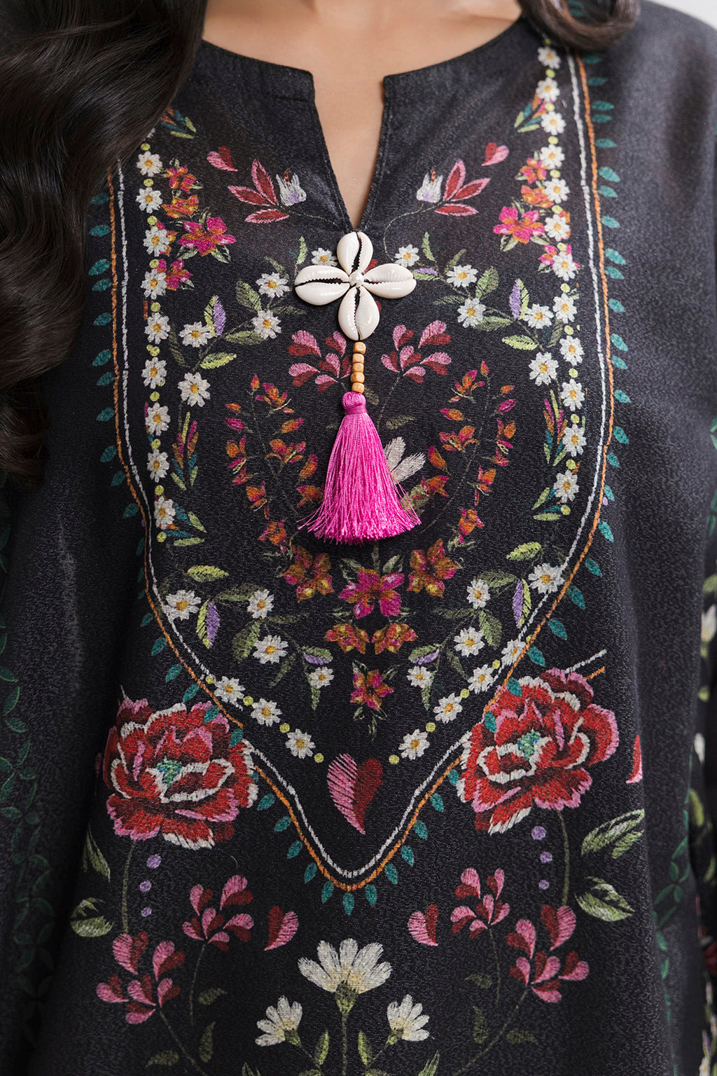 Printed Kaftaan Slub Textured Dress