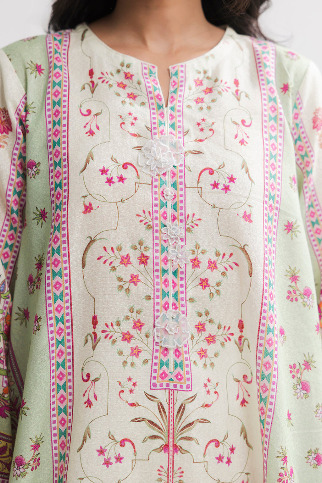 Printed Kaftaan Slub Textured Dress