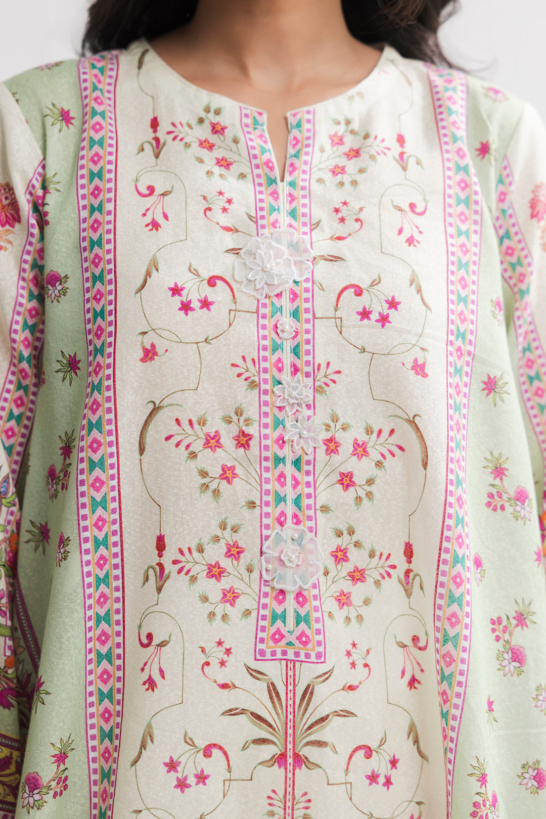 Printed Kaftaan Slub Textured Dress